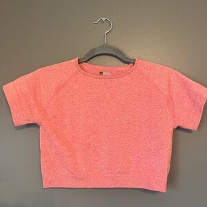 Pink Short Sleeve Athletic Crop Top